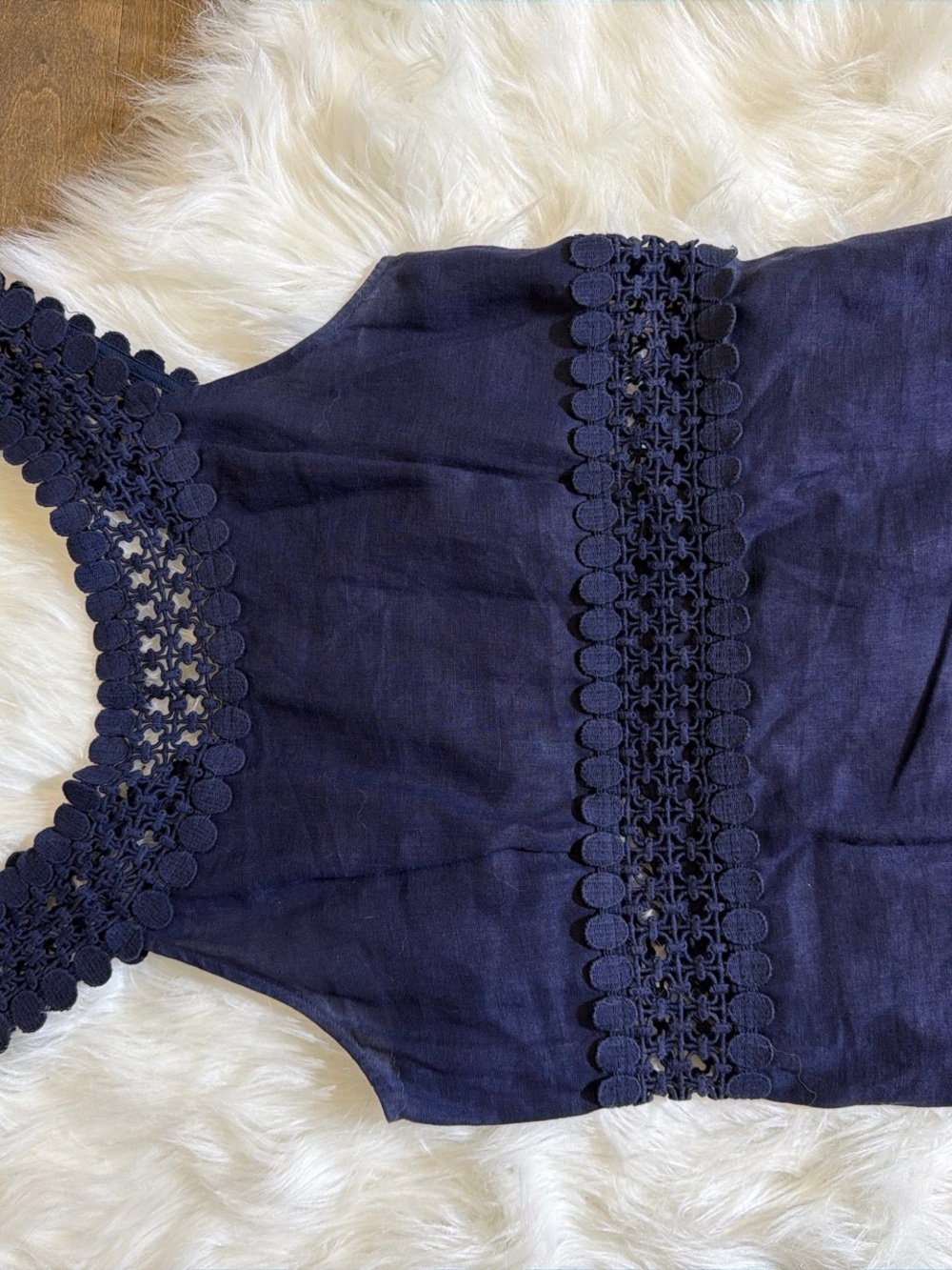 Calypso St. Barth Navy Crochet-Trim dress